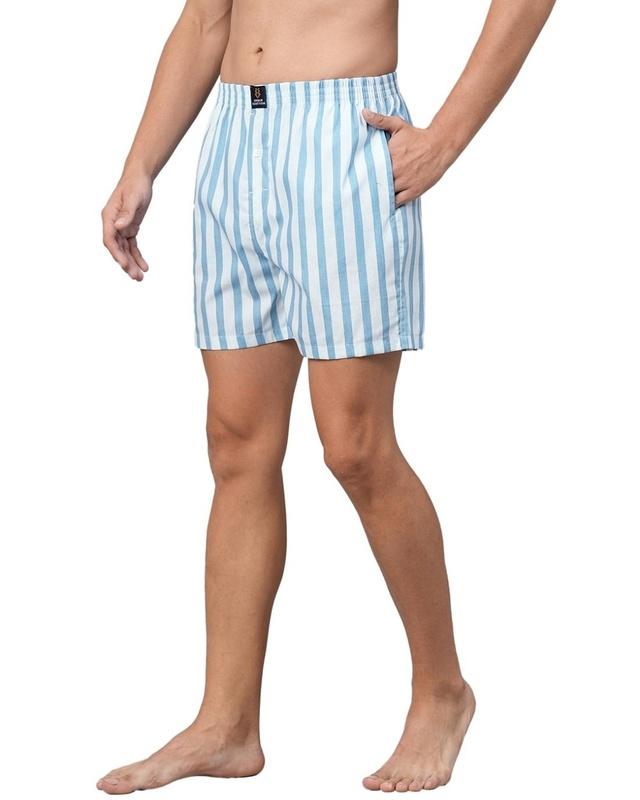 men's turquoise blue striped relaxed fit boxers