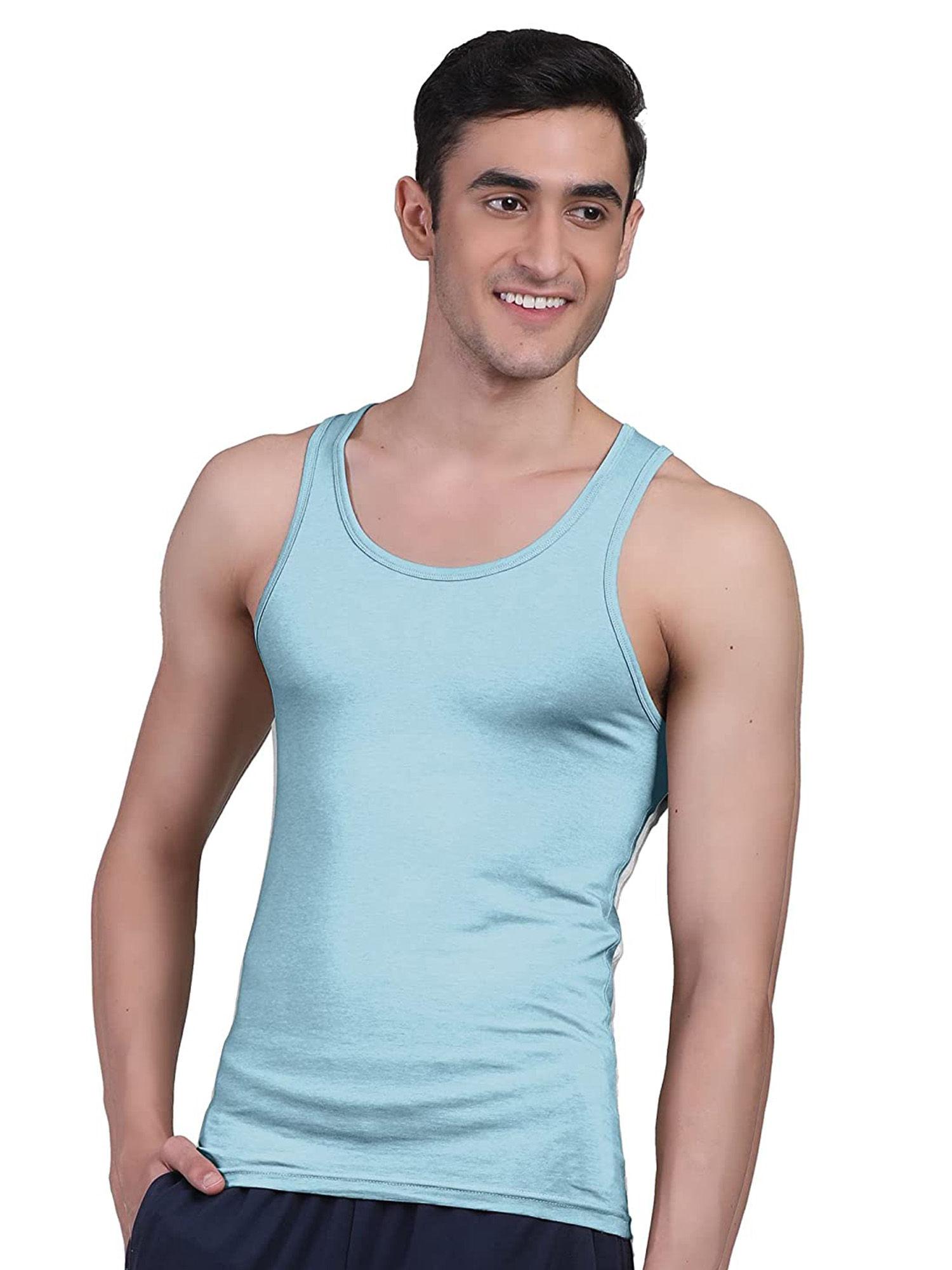 men's twin skin bamboo anti microbial breathtech cotton vest, pack of 1