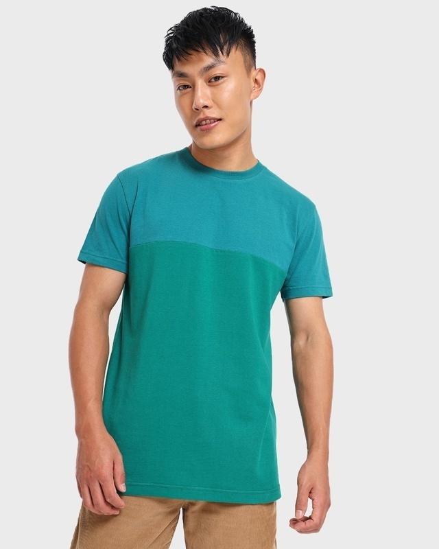 men's ultramarine green color block t-shirt