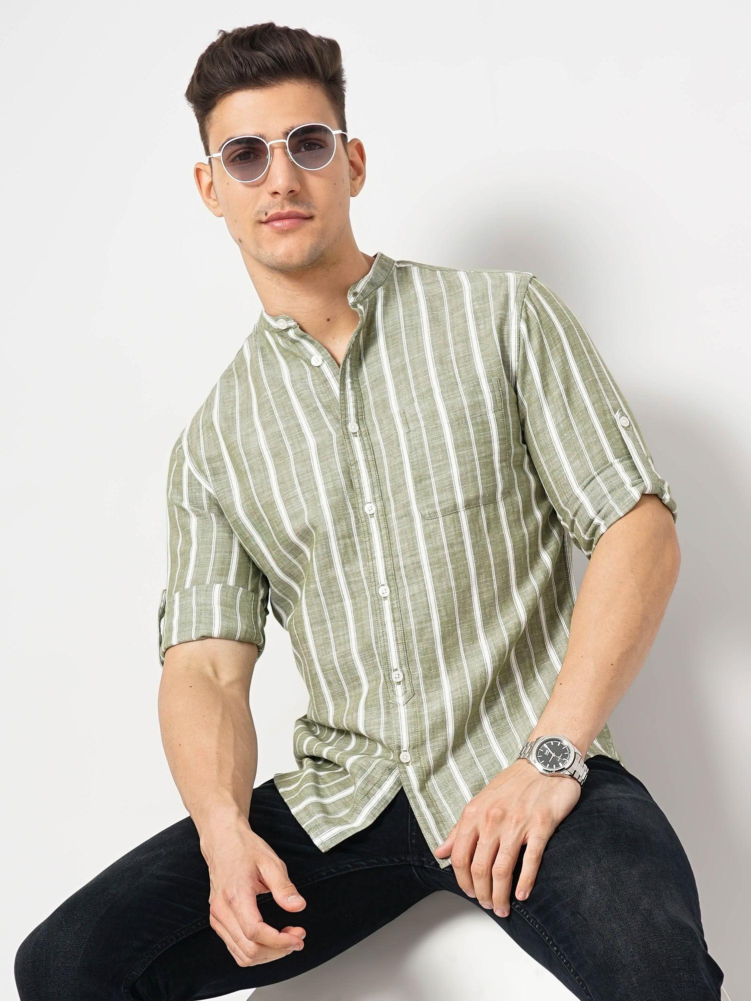 men's vertical-stripes linen shirts