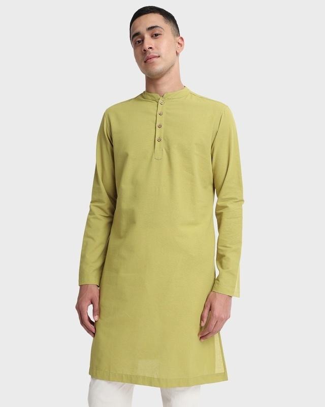 men's warm olive relaxed fit long kurta