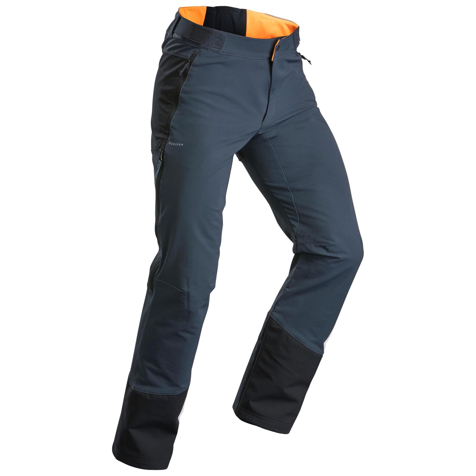 men's warm water-repellent stretch hiking trousers with gaiters - sh520 x-warm