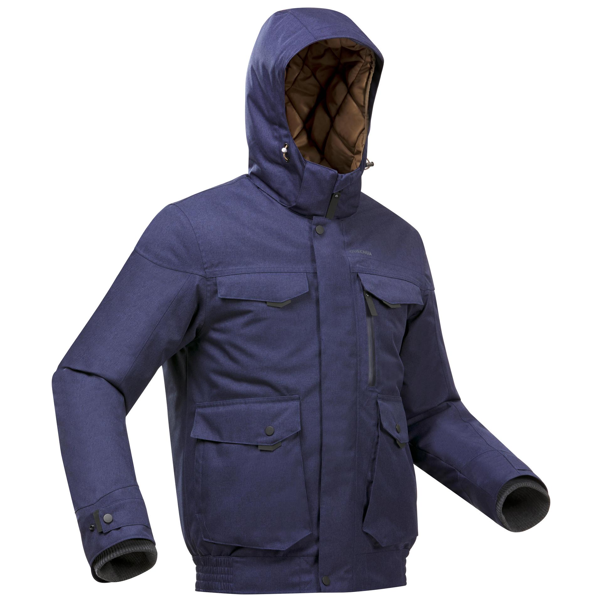 men's waterproof winter hiking jacket sh100 x-warm -10°c blue