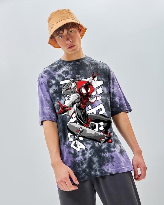 men's white & purple miles tie & dye oversized t-shirt