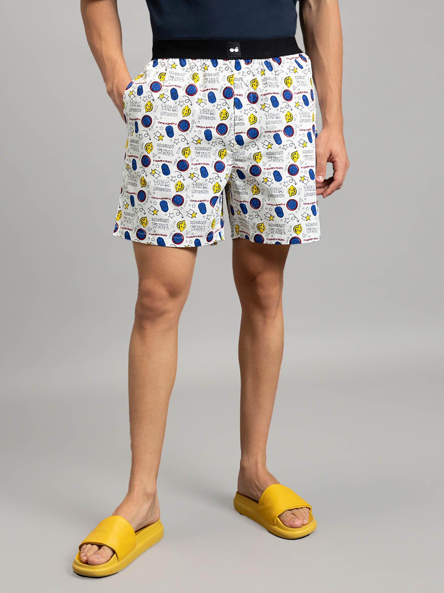 men's white all over printed boxers