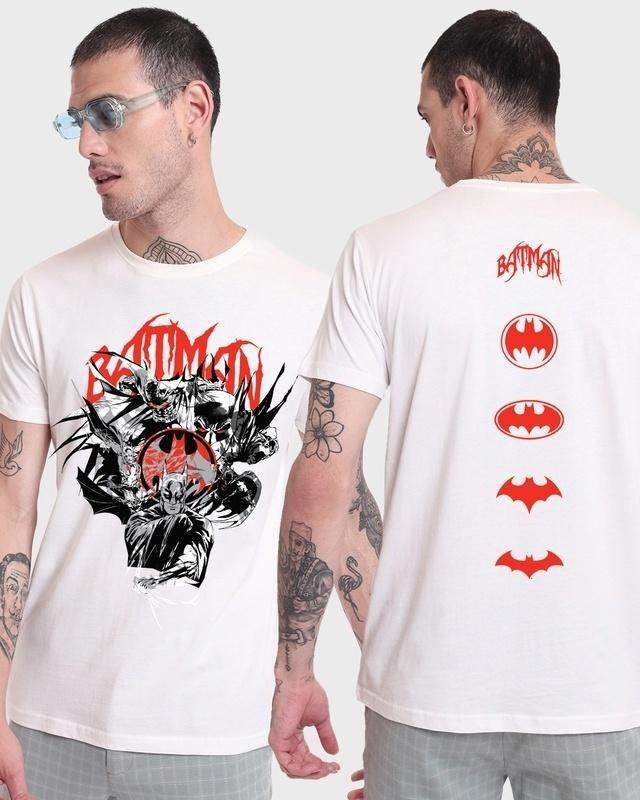 men's white batman grunge graphic printed t-shirt