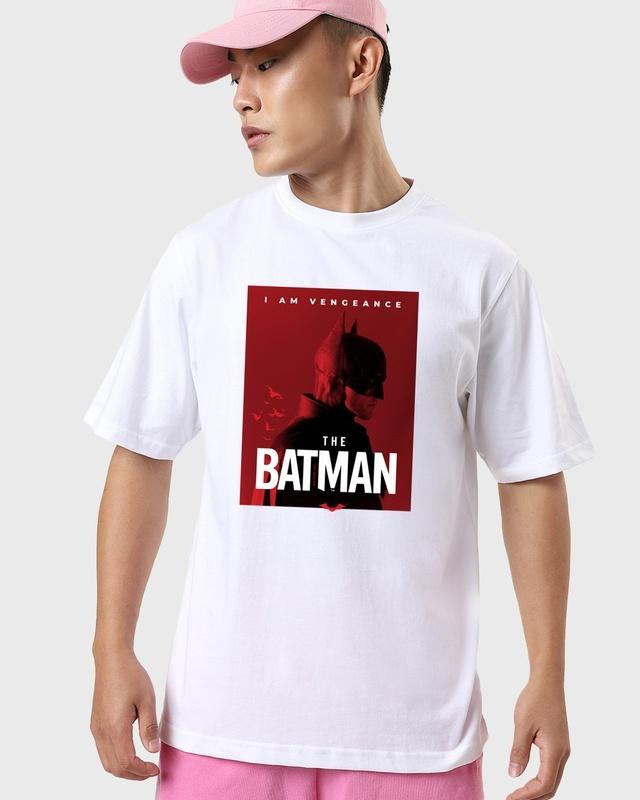 men's white batman poster graphic printed oversized t-shirt