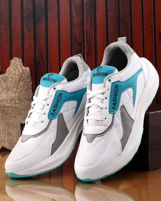 men's white color block casual shoes