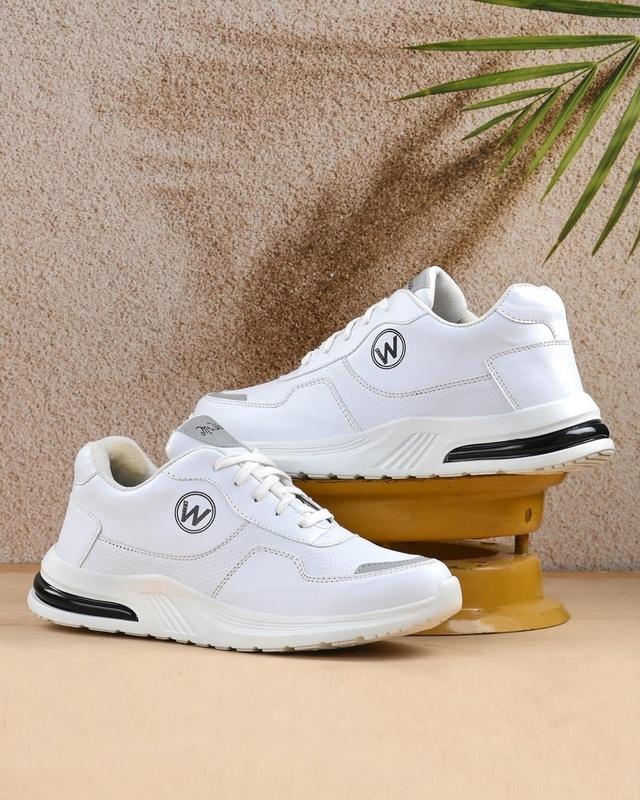 men's white color block sneakers