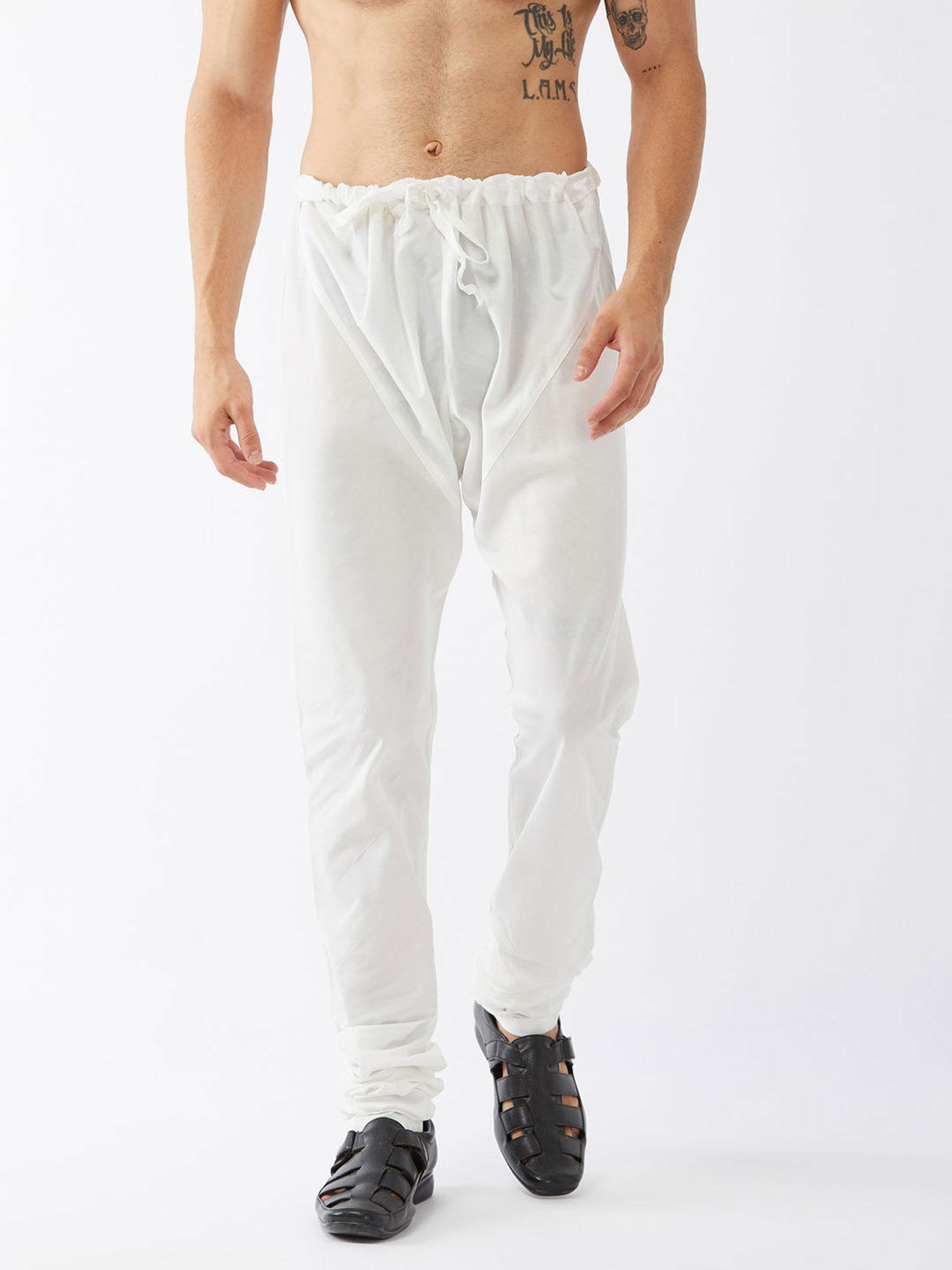 men's white cotton blend pyjama