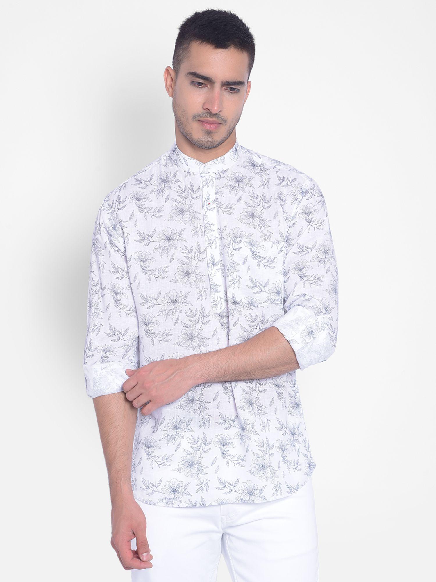 men's white floral shirt