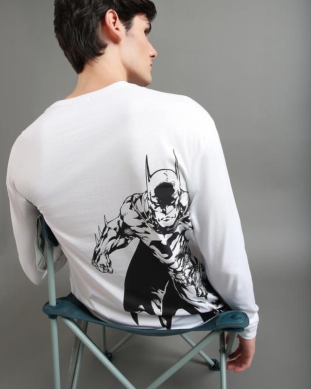 men's white gotham protector graphic printed oversized t-shirt