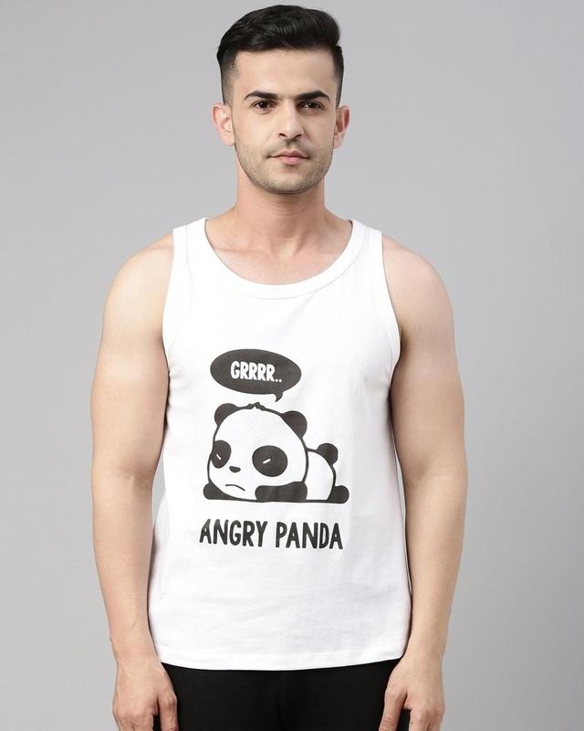 men's white graphic printed vest