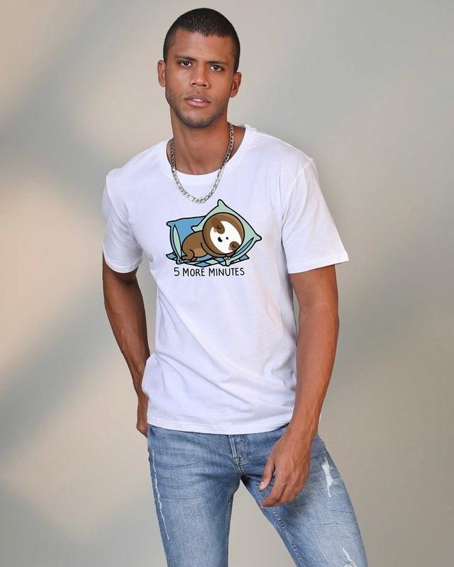 men's white more minutes graphic printed t-shirt