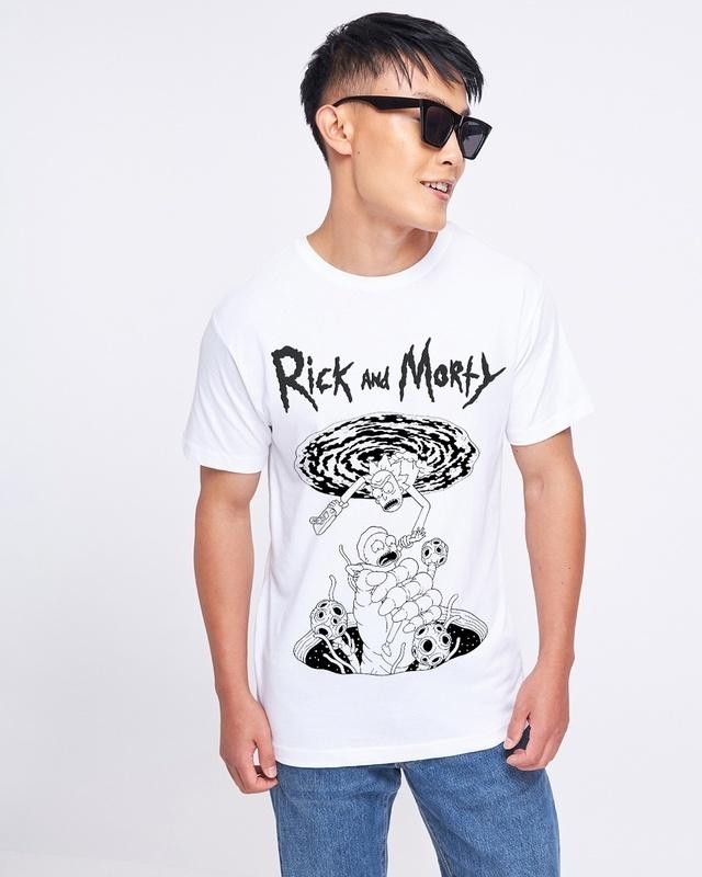 men's white portal boys graphic printed t-shirt