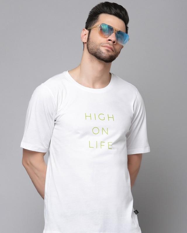 men's white typography t-shirt