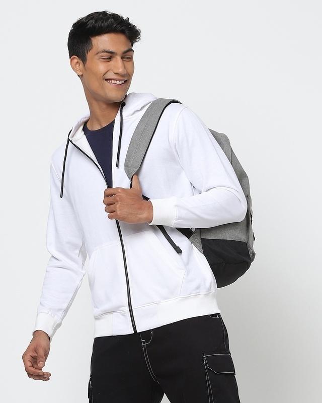 men's white zipper hoodie