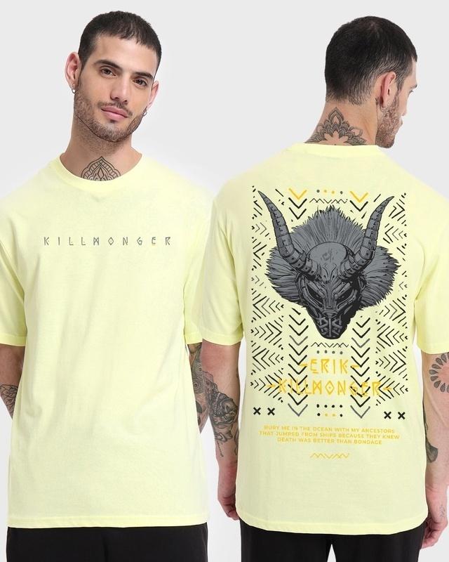 men's yellow killmonger graphic printed oversized t-shirt