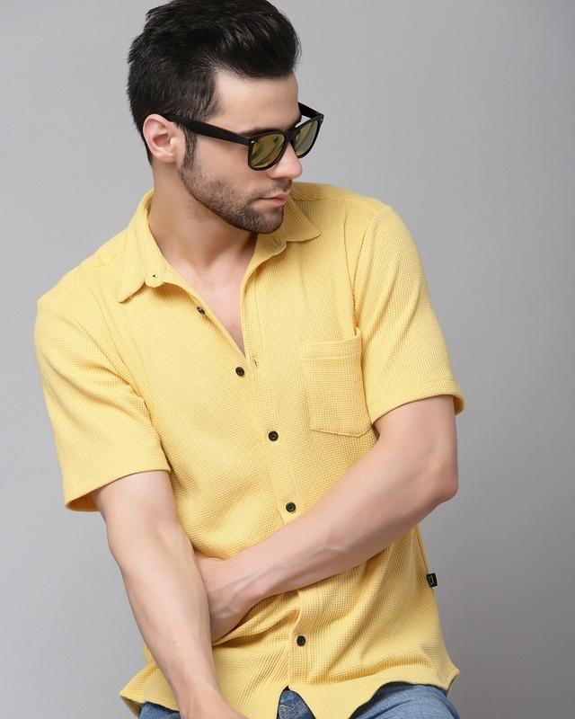 men's yellow slim fit shirt