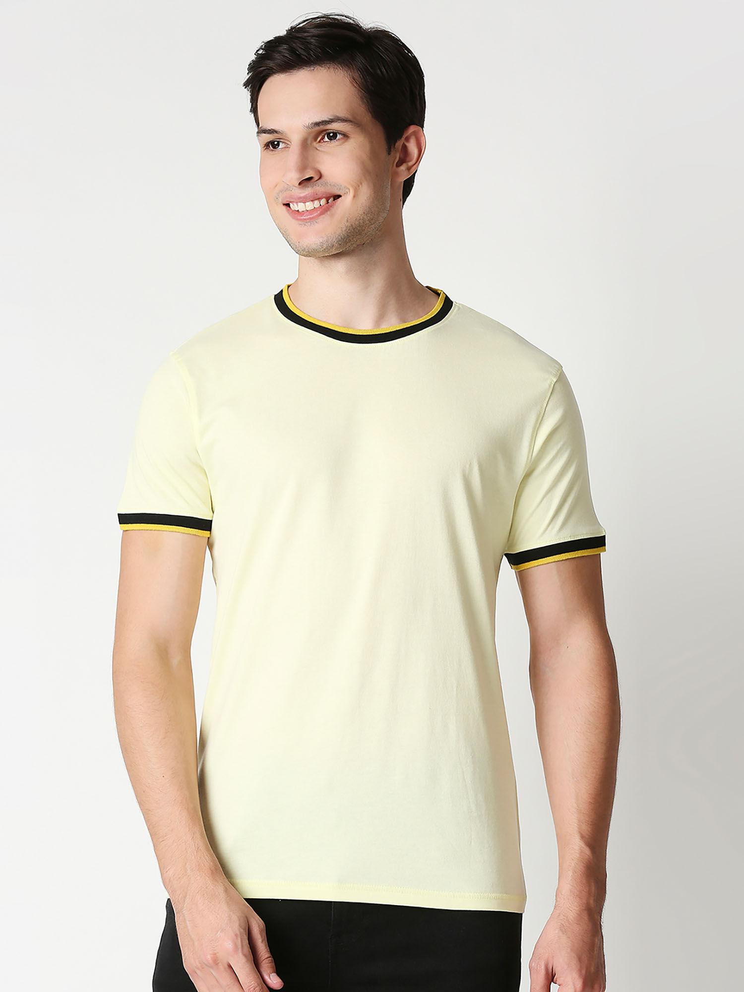 men's yellow solid t shirt