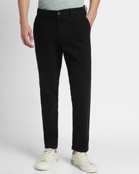 men  mid rise straight fit trousers