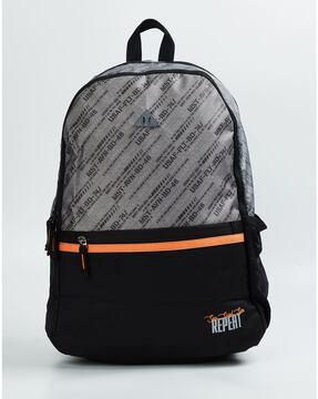 men 18" typographic print laptop backpack