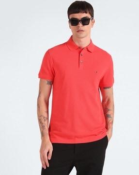 men 1985 slim fit polo t-shirt with logo embroidery