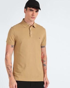 men 1985 slim fit polo t-shirt with logo embroidery