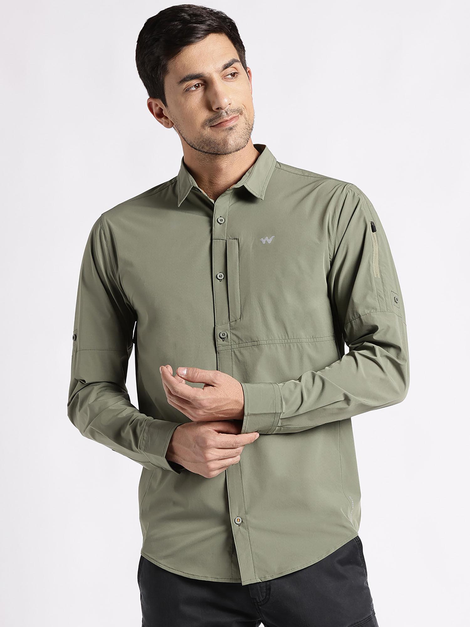 men 2 pockets hiking shirt - green