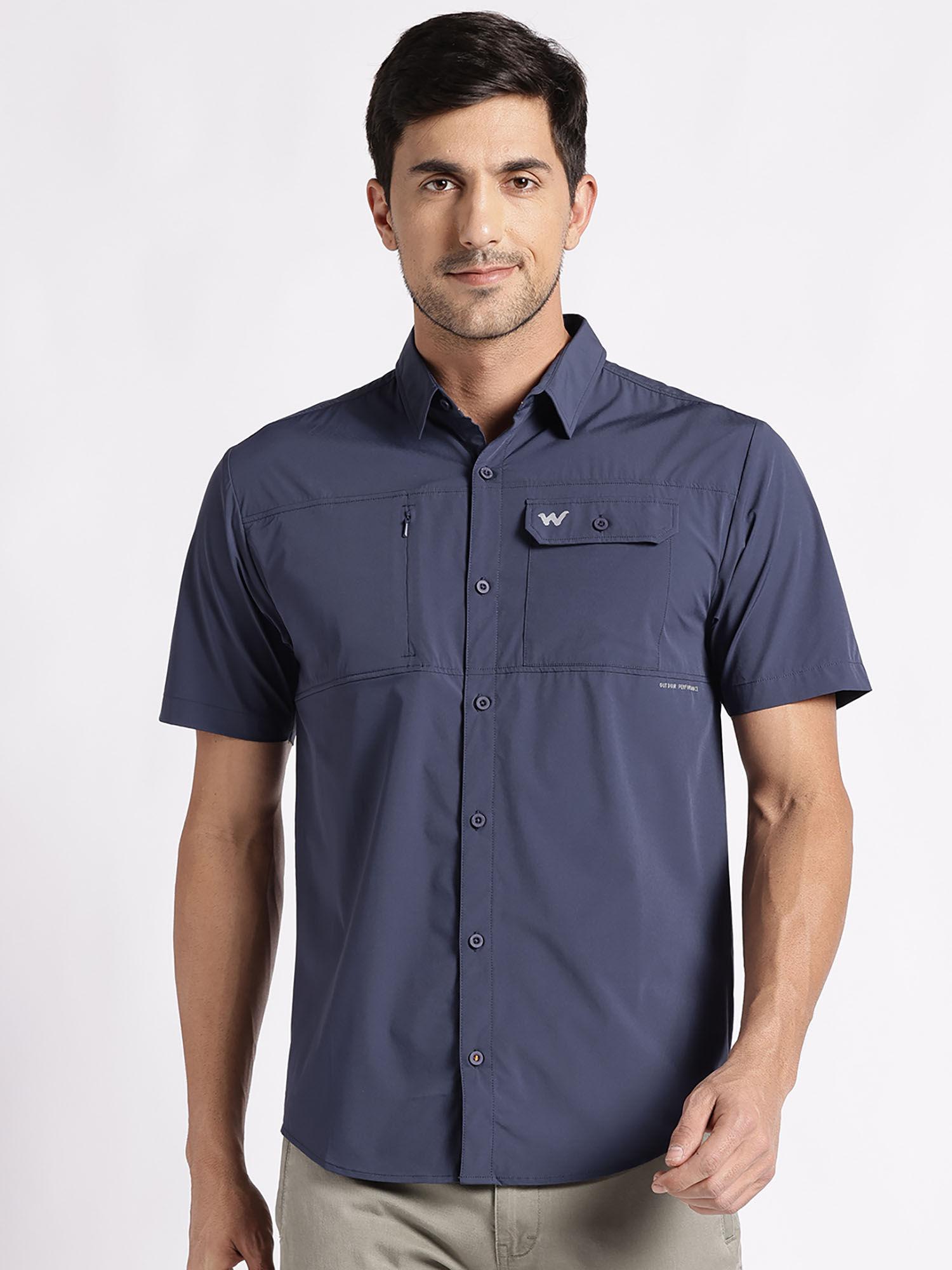 men 2 pockets hiking shirt - navy