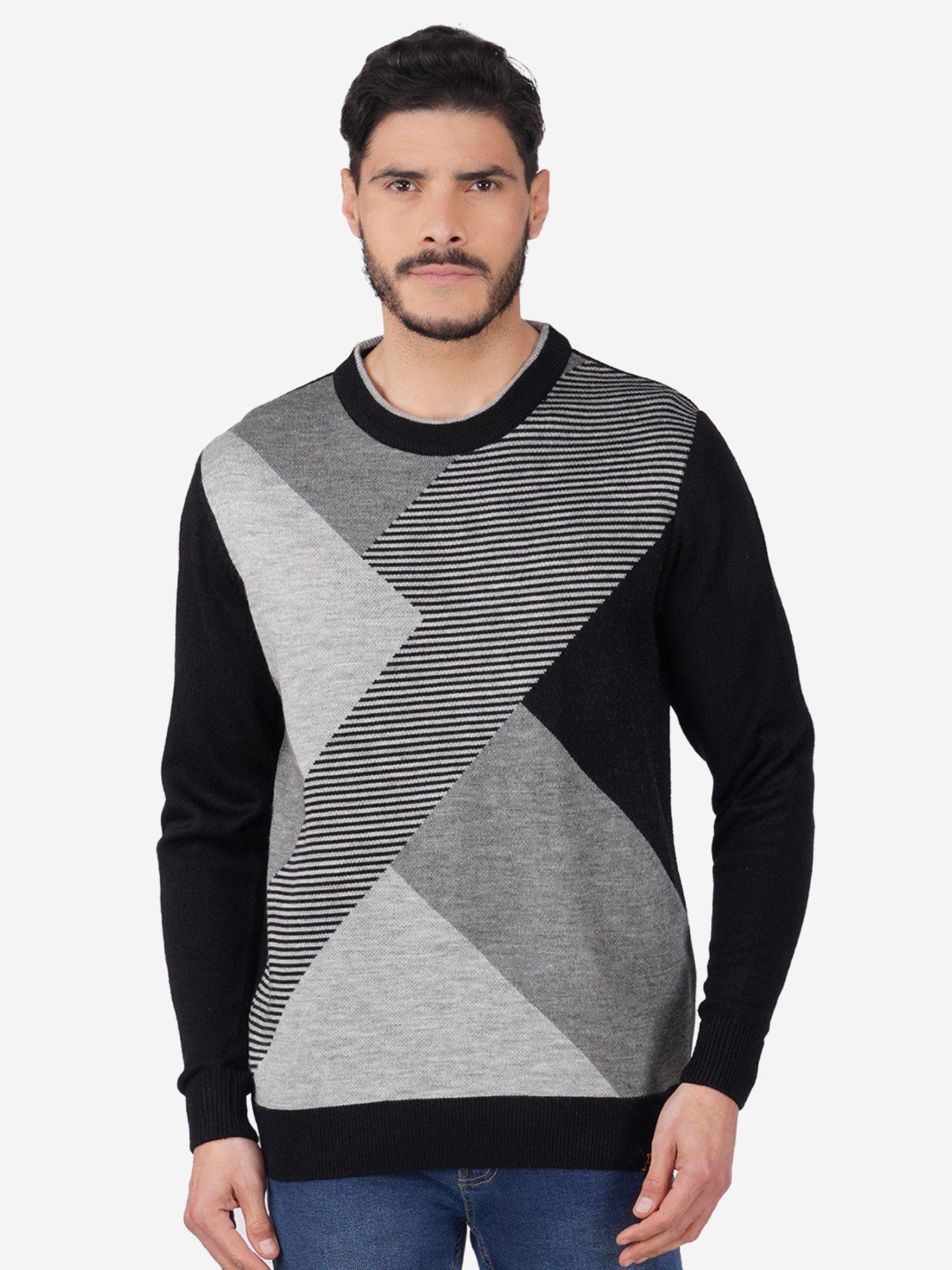 men abstract lead grey pullover