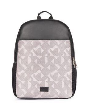 men abstract print 2-comaprtmental laptop back pack