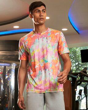 men abstract print relaxed fit t-shirt