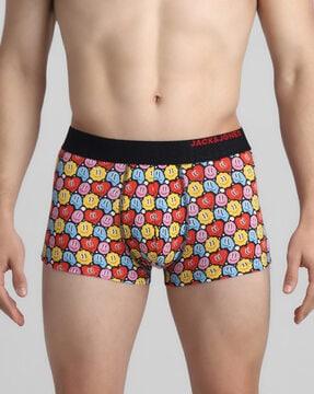 men abstract print trunk with elasticated waist