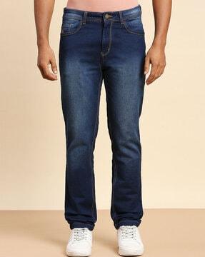 men acid-wash high-rise relaxed fit jeans