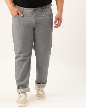 men acid-wash tapered fit jeans