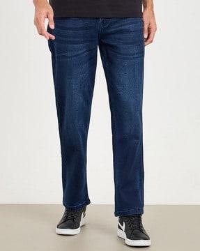 men acid washed relaxed jeans