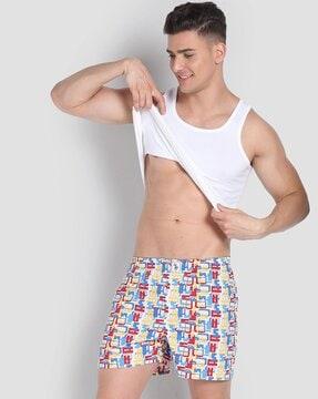 men all-over printed boxers with elasticated wasit