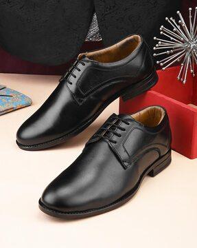 men almond-toe lace-up derbys