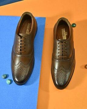 men almond-toe lace-up derbys