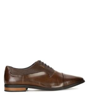 men almond-toe lace-up formal shoes