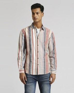 men amron striped regular fit shirt