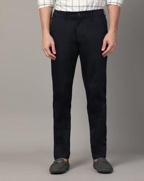 men ankle fit flat-front trousers