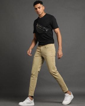 men ankle-length slim fit jeans