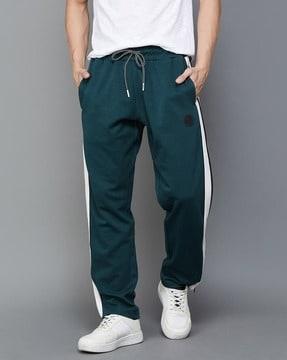 men ankle-length straight track pants with elasticated waist