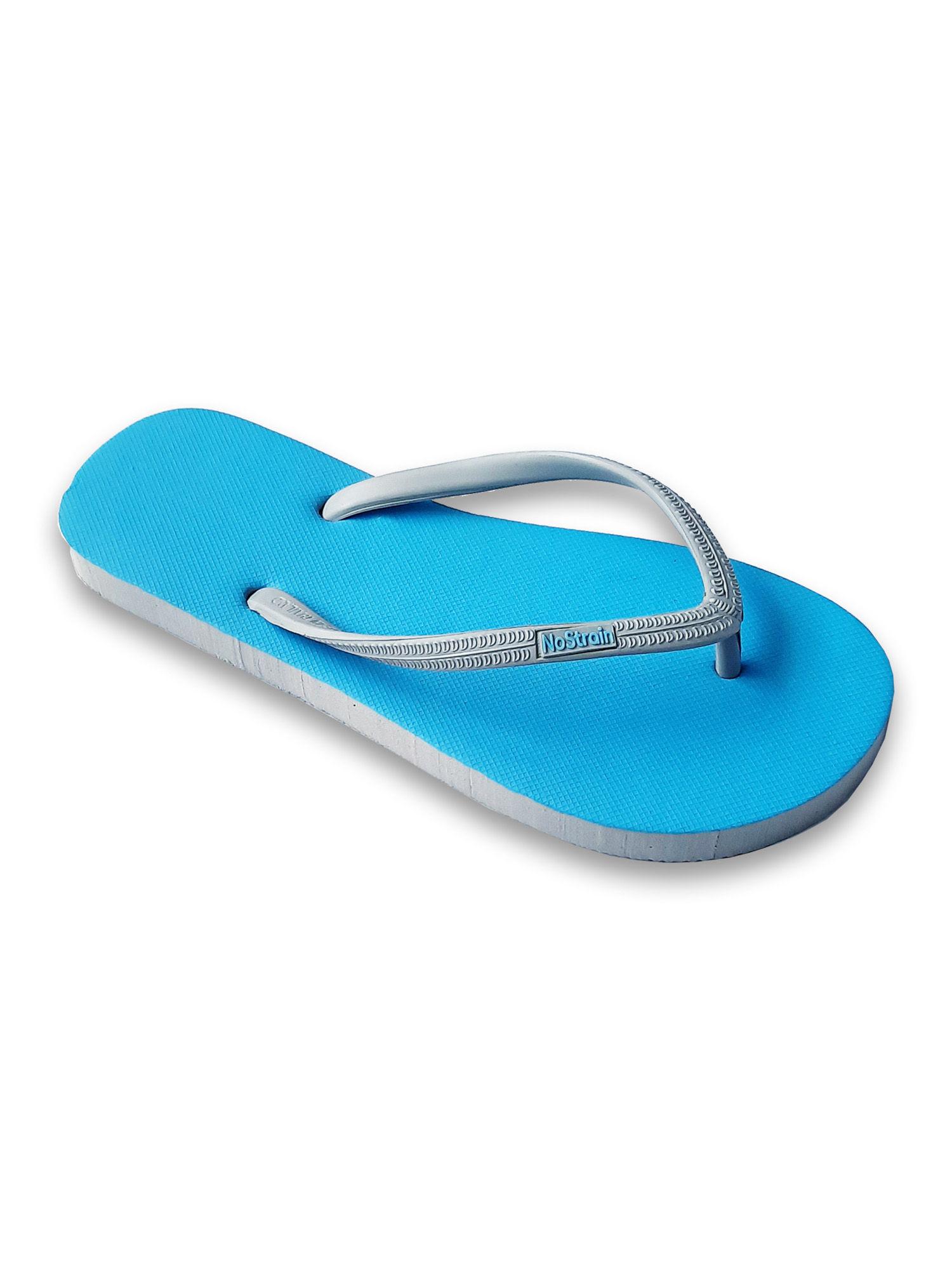 men anti skid twin color natural rubber flip flops blue grey