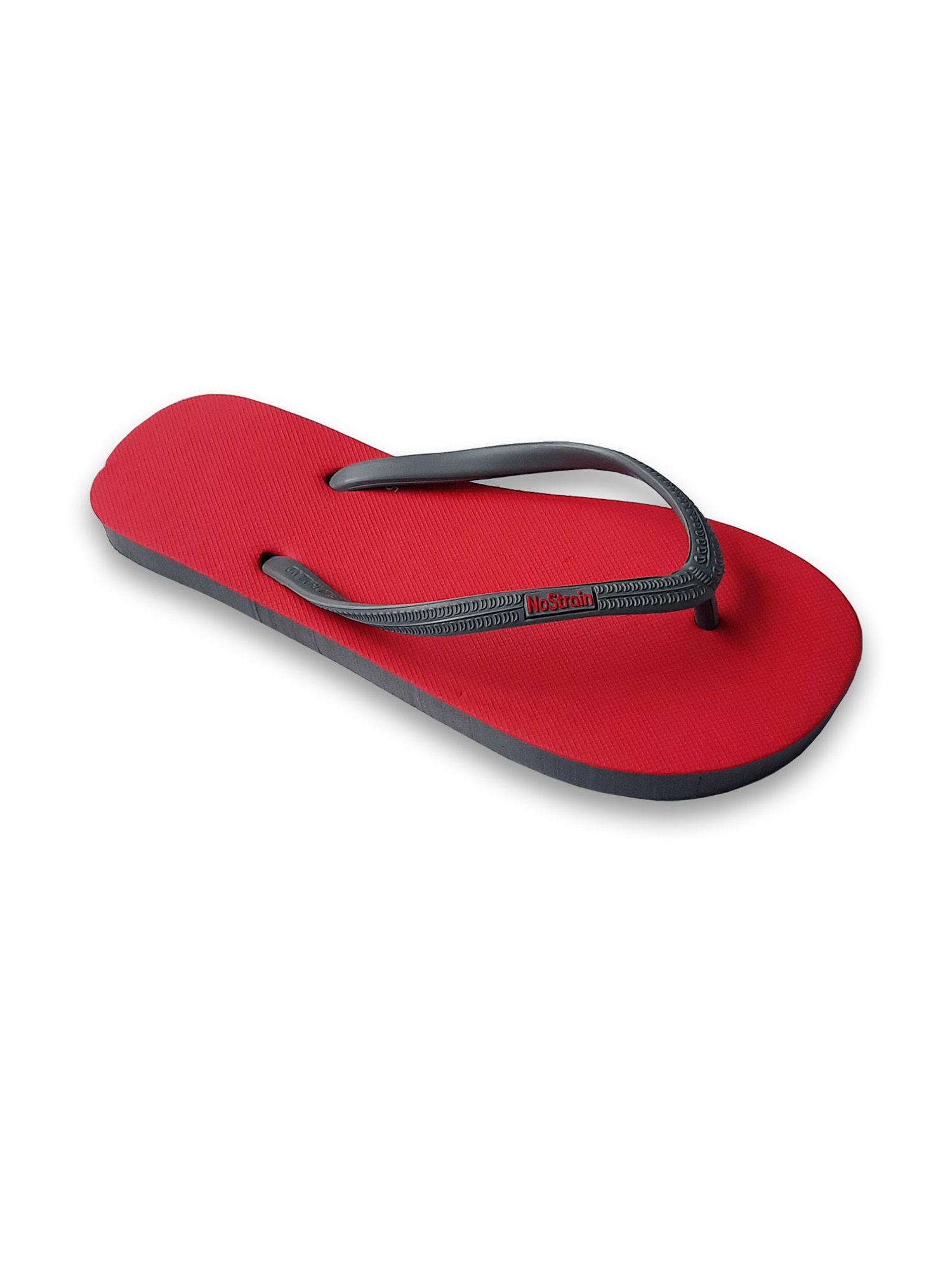 men anti skid twin color natural rubber flip flops red grey