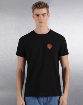 men applique regular fit t-shirt