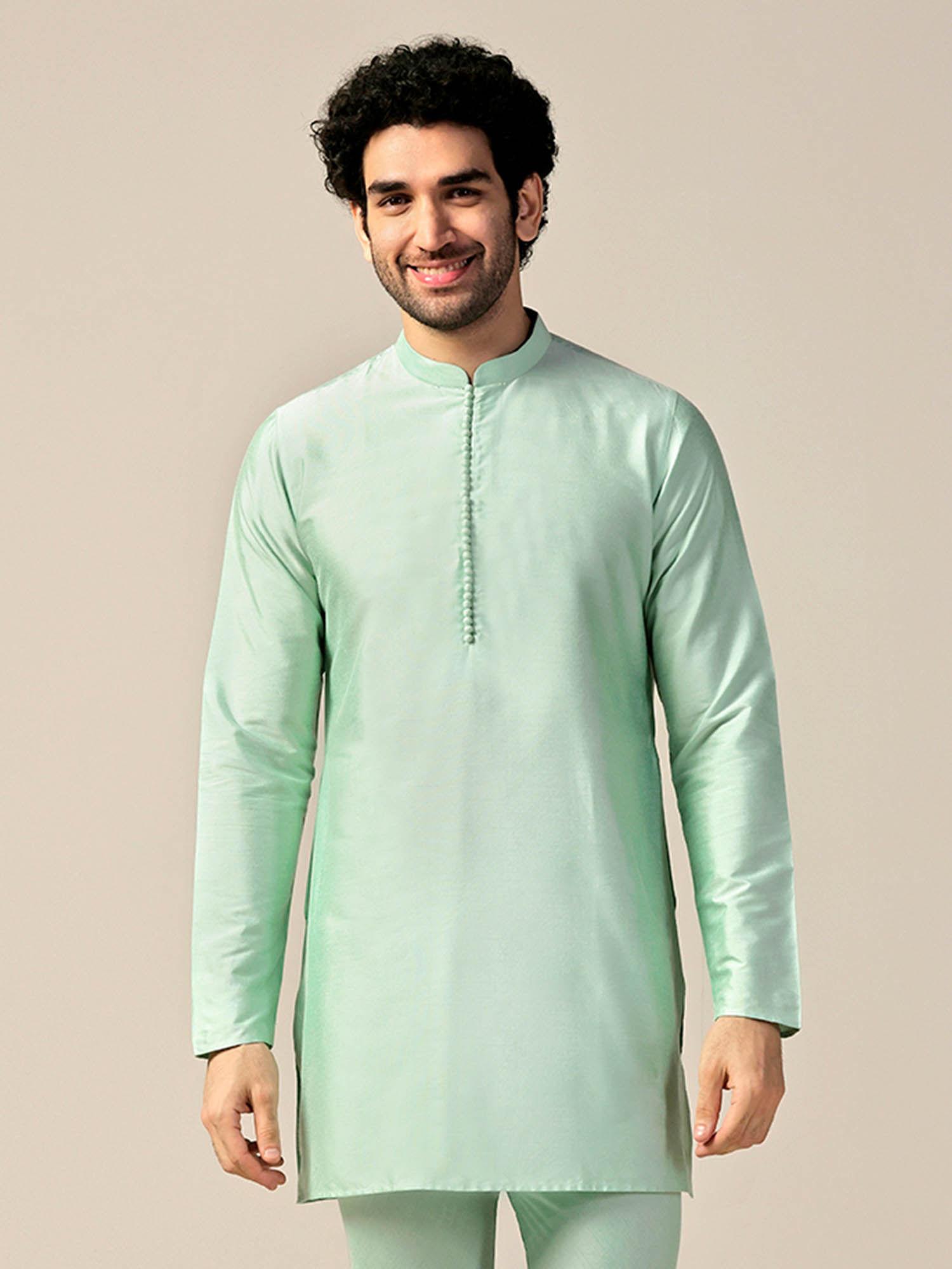 men aqua green kurta