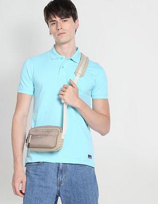 men aqua patch pocket pique polo shirt